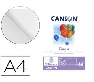 Bloc dibujo multitecnicas canson imagine din a4 encolado liso 21x29,7 cm 50 hojas 200 gr/m2