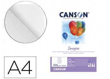 Bloc dibujo multitecnicas canson imagine din a4 encolado liso 21x29,7 cm 50 hojas 200 gr/m2