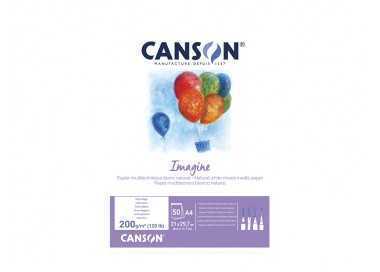 Bloc dibujo multitecnicas canson imagine din a4 encolado liso 21x29,7 cm 50 hojas 200 gr/m2