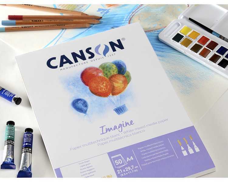 Bloc dibujo multitecnicas canson imagine din a4 encolado liso 21x29,7 cm 50 hojas 200 gr/m2