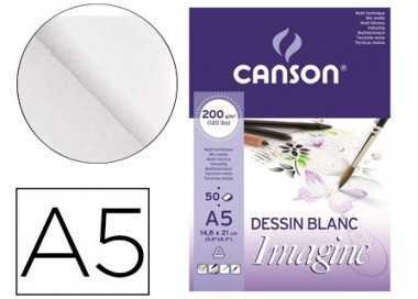 Bloc dibujo multitecnicas canson imagine din a5 encolado liso 14,8x21 cm 50 hojas 200 gr/m2