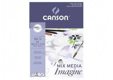 Bloc dibujo multitecnicas canson imagine din a5 encolado liso 14,8x21 cm 50 hojas 200 gr/m2