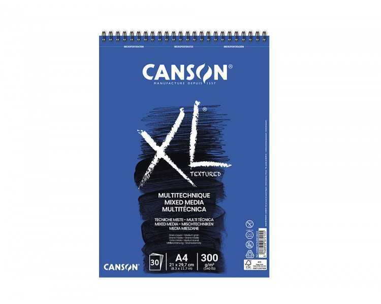 Bloc dibujo acuarela canson xl mix media grano medio din a4 microperforado espiral 21x29,7 cm 30 hojas 300 gr/m2
