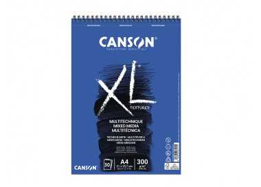 Bloc dibujo acuarela canson xl mix media grano medio din a4 microperforado espiral 21x29,7 cm 30 hojas 300 gr/m2