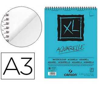 Bloc dibujo acuarela canson xl aquarelle grano fino din a3 microperforado espiral 29,7x42 cm 30 hojas 300 gr/m2