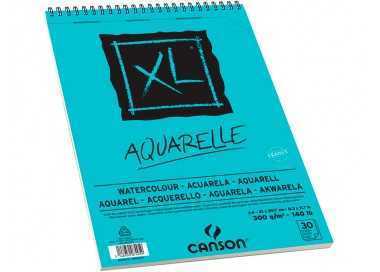 Bloc dibujo acuarela canson xl aquarelle grano fino din a4 microperforado espiral 21x29,7 cm 30 hojas 300 gr/m2