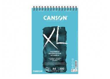 Bloc dibujo acuarela canson xl aquarelle grano fino din a4 microperforado espiral 21x29,7 cm 30 hojas 300 gr/m2