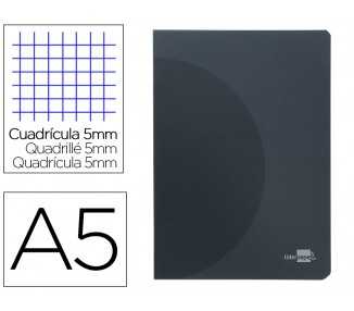 Libreta liderpapel 360 tapa de plastico a5 48 hojas 90g/m2 5mm con doble margen tapa negra