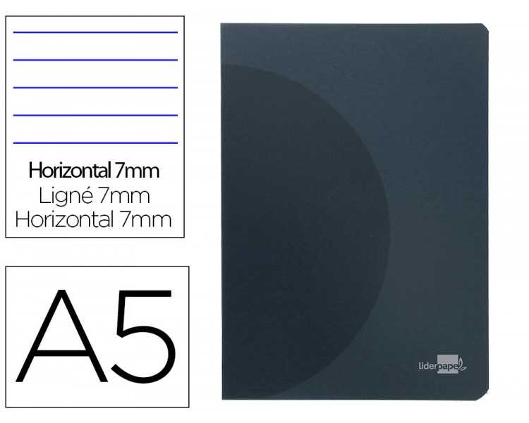 Libreta liderpapel 360 tapa de plastico a5 48 hojas 90g/m2 horizontal con doble margen tapa negra