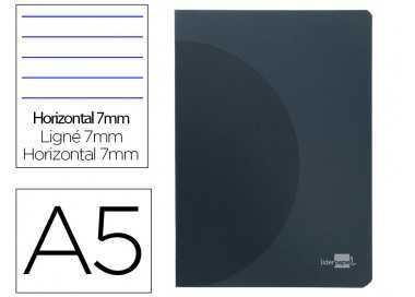 Libreta liderpapel 360 tapa de plastico a5 48 hojas 90g/m2 horizontal con doble margen tapa negra