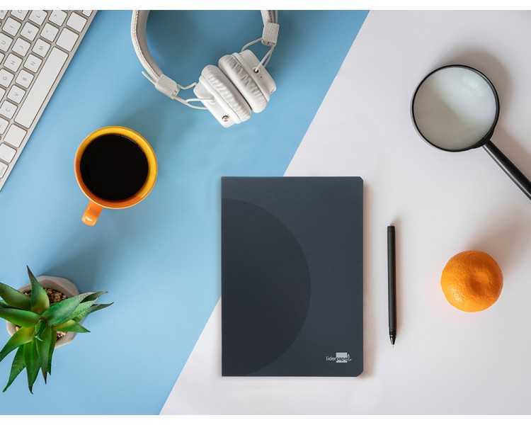Libreta liderpapel 360 tapa de plastico a5 48 hojas 90g/m2 horizontal con doble margen tapa negra