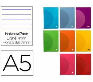 Libreta liderpapel 360 tapa de plastico a5 48 hojas 90g/m2 horizontal con doble margen colores surtidos