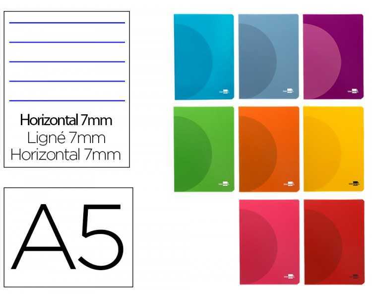 Libreta liderpapel 360 tapa de plastico a5 48 hojas 90g/m2 horizontal con doble margen colores surtidos