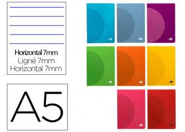 Libreta liderpapel 360 tapa de plastico a5 48 hojas 90g/m2 horizontal con doble margen colores surtidos