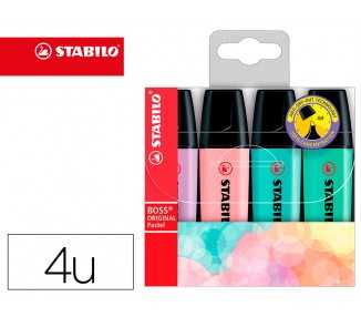 Rotulador stabilo boss pastel fluorescente 70 estuche de 4 unidades colores surtidos