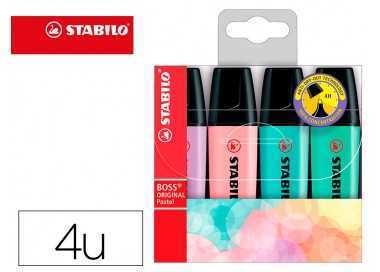 Rotulador stabilo boss pastel fluorescente 70 estuche de 4 unidades colores surtidos