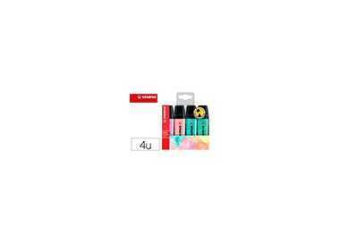 Rotulador stabilo boss pastel fluorescente 70 estuche de 4 unidades colores surtidos