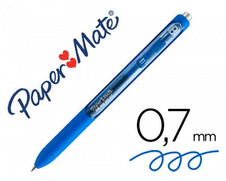 Boligrafo paper mate inkjoy retractil gel pen 0,7mm azul punta de bola trazo 0.35mm