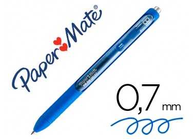 Boligrafo paper mate inkjoy retractil gel pen 0,7mm azul punta de bola trazo 0.35mm