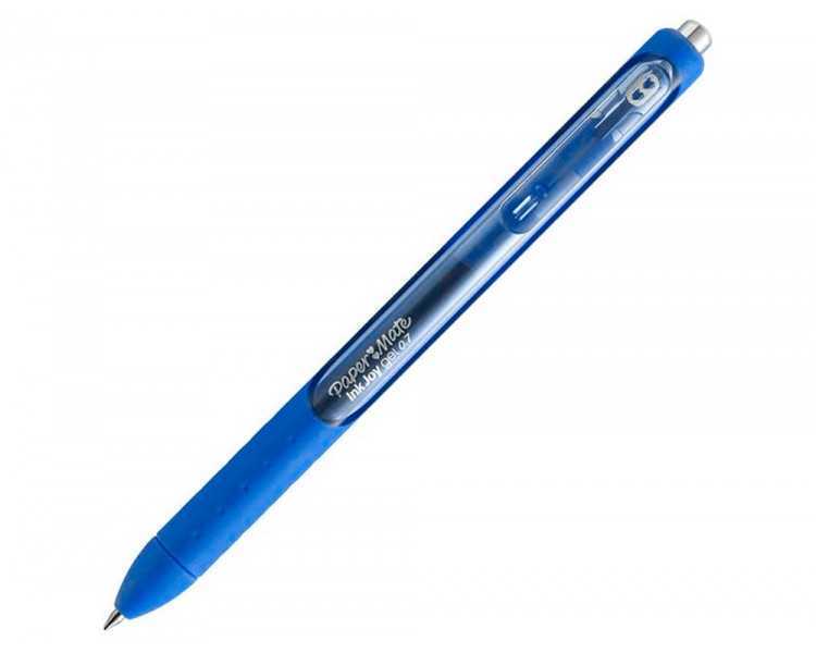Boligrafo paper mate inkjoy retractil gel pen 0,7mm azul punta de bola trazo 0.35mm