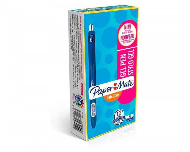 Boligrafo paper mate inkjoy retractil gel pen 0,7mm azul punta de bola trazo 0.35mm