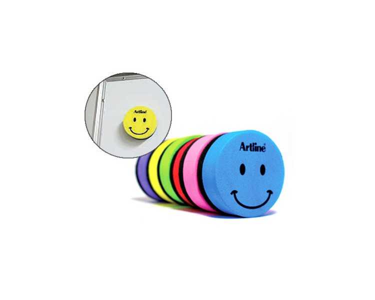 Borrador artline pizarra blanca redondo magnetico cara smiley colores surtidos