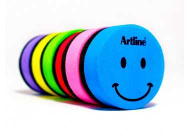 Borrador artline pizarra blanca redondo magnetico cara smiley colores surtidos