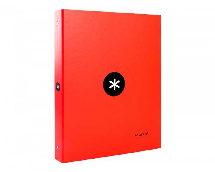 Carpeta antartik a4 forrada 4 anillas 25 mm redondas color rojo