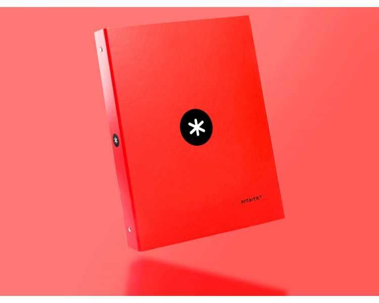 Carpeta antartik a4 forrada 4 anillas 25 mm redondas color rojo