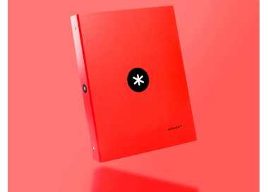 Carpeta antartik a4 forrada 4 anillas 25 mm redondas color rojo