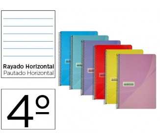 Cuaderno espiral papercop cuarto tapa plastico 80h 90 gr rayado horizontal con margen colores surtidos
