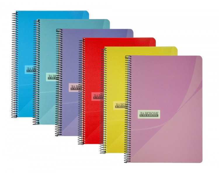Cuaderno espiral papercop cuarto tapa plastico 80h 90 gr rayado horizontal con margen colores surtidos