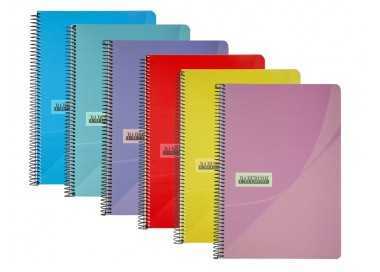 Cuaderno espiral papercop cuarto tapa plastico 80h 90 gr rayado horizontal con margen colores surtidos