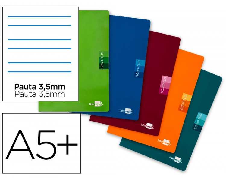Libreta liderpapel scriptus a5 plus 48 hojas 90g/m2 rayado montessori 3,5mm con margen colores surtidos