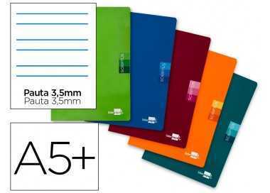 Libreta liderpapel scriptus a5 plus 48 hojas 90g/m2 rayado montessori 3,5mm con margen colores surtidos