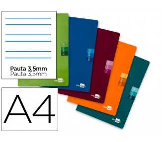 Libreta liderpapel scriptus a4 48 hojas 90g/m2 rayado montessori 3,5mm con margen colores surtidos