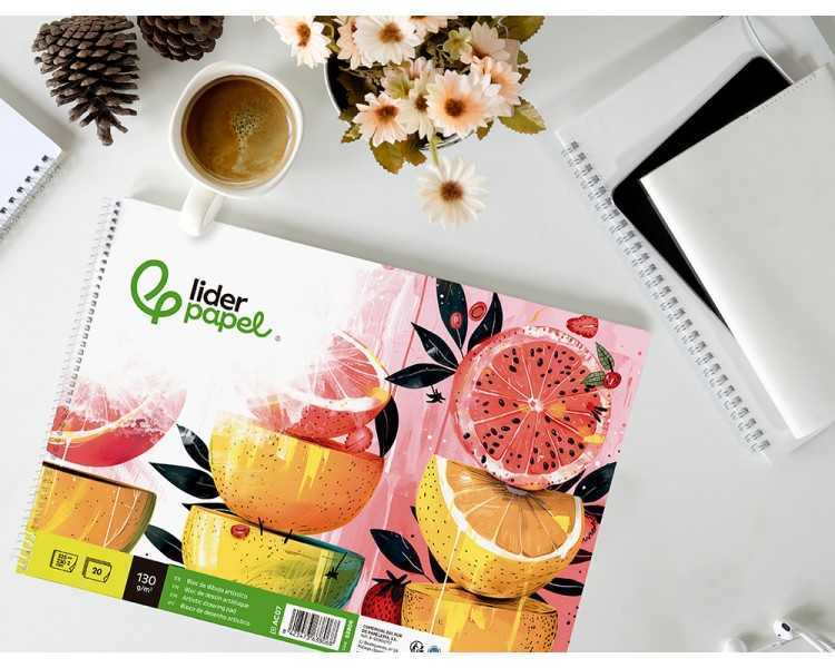 Bloc dibujo liderpapel artistico espiral 230x325mm 20 hojas 130g/m2 sin recuadro sin microperforado