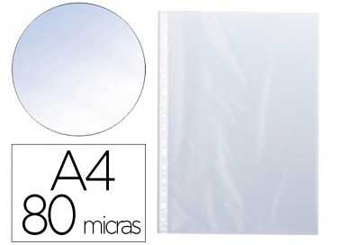 Funda multitaladro q-connect din a4 80 mc cristal caja de 100 unidades