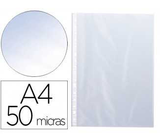 Funda multitaladro q-connect din a4 50 mc cristal bolsa de 100 unidades