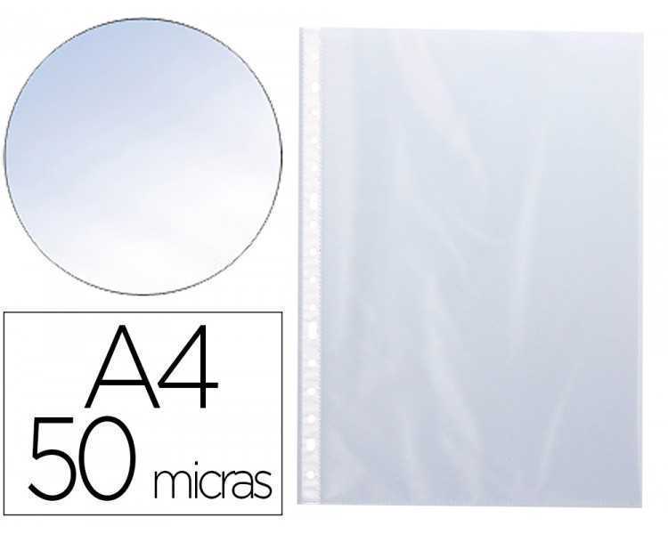 Funda multitaladro q-connect din a4 50 mc cristal bolsa de 100 unidades