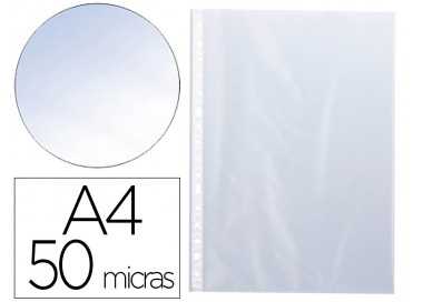 Funda multitaladro q-connect din a4 50 mc cristal bolsa de 100 unidades