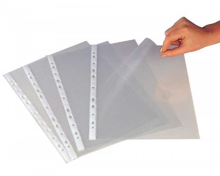 Funda multitaladro q-connect din a4 50 mc cristal bolsa de 100 unidades