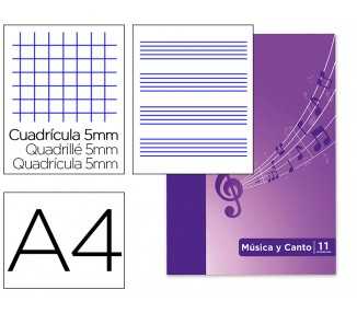 Bloc musica y canto oxford pentagrama interlineado 2 mm + cuadricula 5 mm din a4 24 hojas 90g/m2