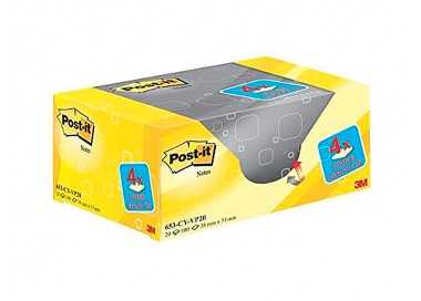 Bloc de notas adhesivas quita y pon post-it amarillo canario 38x51 mm pack promocional 16+4 gratis