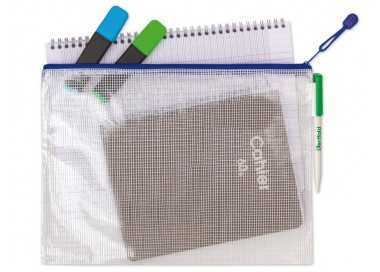 Bolsa multiusos tarifold pvc din a4 apertura superior con cremallera portaboligrafo y correa azul Bolsa multiusos tarifold pvc din a4 apertura superior con cremallera portaboligrafo y correa azul