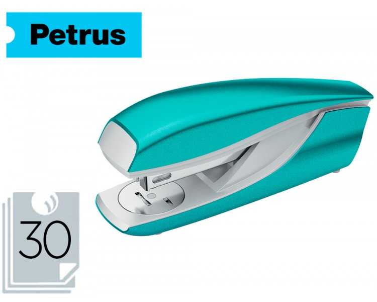 Grapadora petrus mod 635 petrus wow turquesa metalizada capacidad 30 hojas