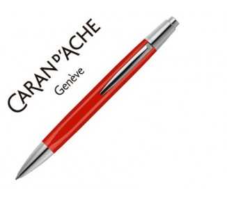 Boligrafo caran d'ache alchemix cuerpo laca roja adornos cromados brillante con estuche punta media