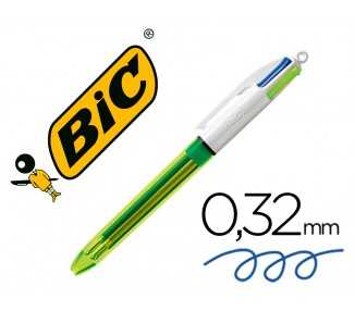 Boligrafo bic cuatro colores azul / negro / rojo / amarillo fluor punta media 1 mm