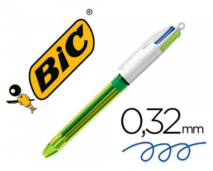 Boligrafo bic cuatro colores azul / negro / rojo / amarillo fluor punta media 1 mm
