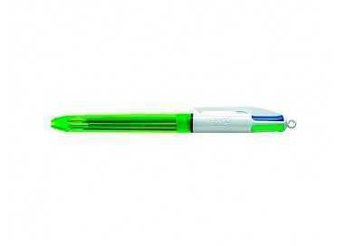 Boligrafo bic cuatro colores azul / negro / rojo / amarillo fluor punta media 1 mm Boligrafo bic cuatro colores azul / negro / rojo / amarillo fluor punta media 1 mm